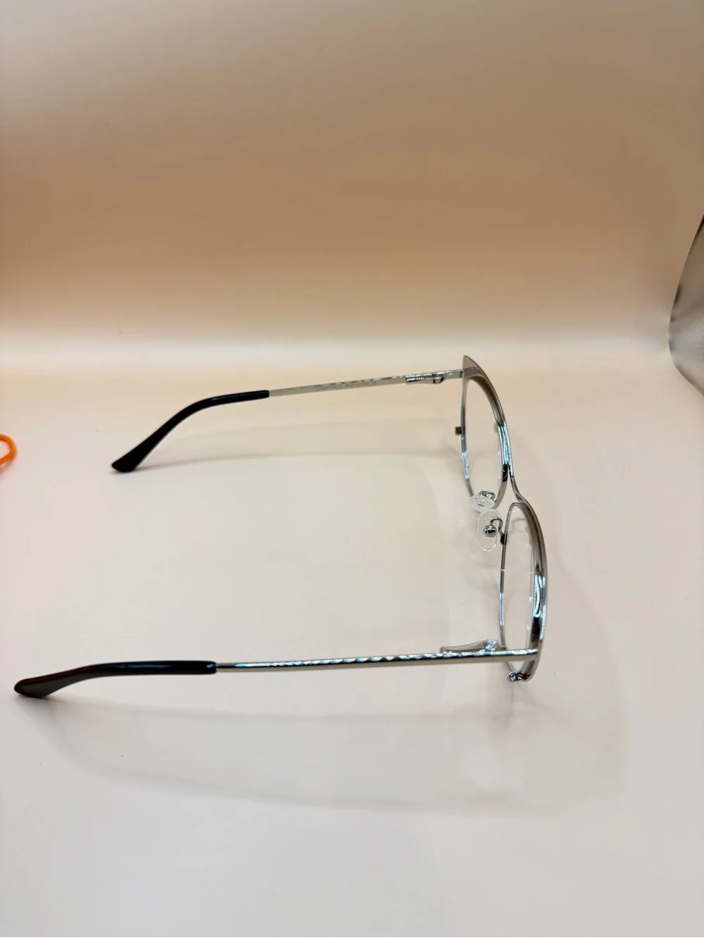 Vooglam Women's Silver Cat-Eye Eyeglasses with Orange Pouch, no prescription